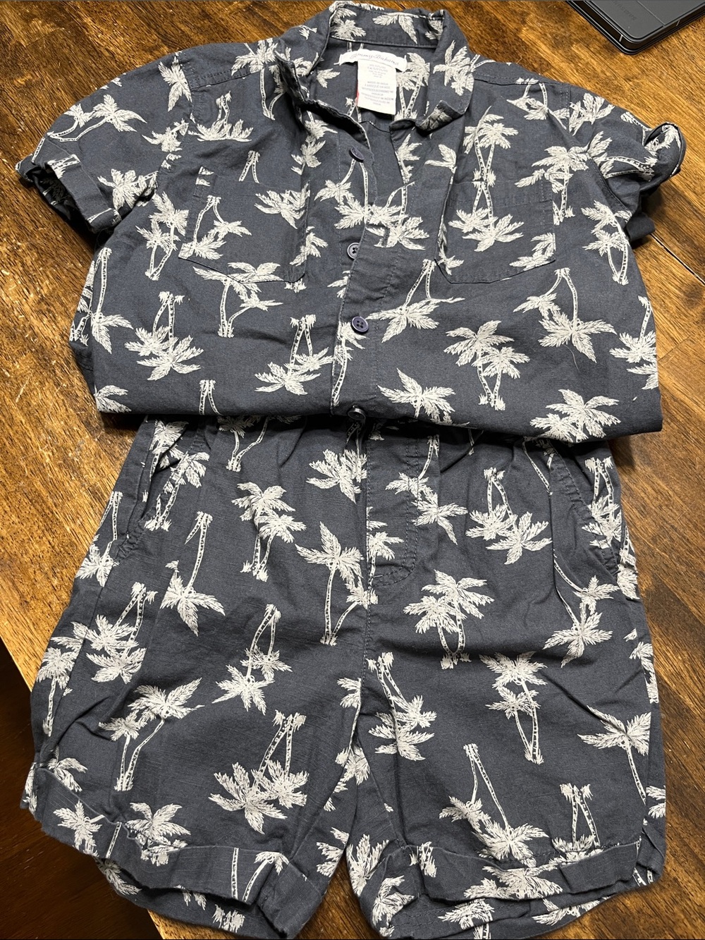 Tommy Bahama Navy and White Palm Print Kids Matching Set small 5/6
